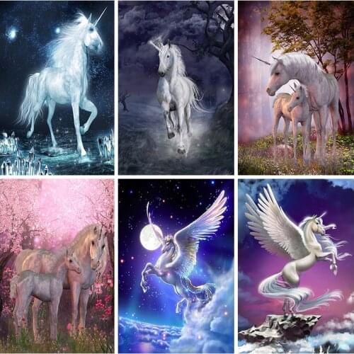 5D DIY Unicorn Diamond Painting Embroidery Rhinestones Kits Full Square Round Drill Cross Stitch Mosaic Animals Home Decor Gifts