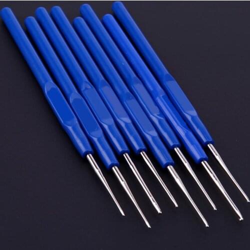 8Pcs Small Iron Crochet Hook Set Knitting Needles Stitches Weave Craft Crochet Hook Plastic Crochet Needles Sewing Knitting Tool