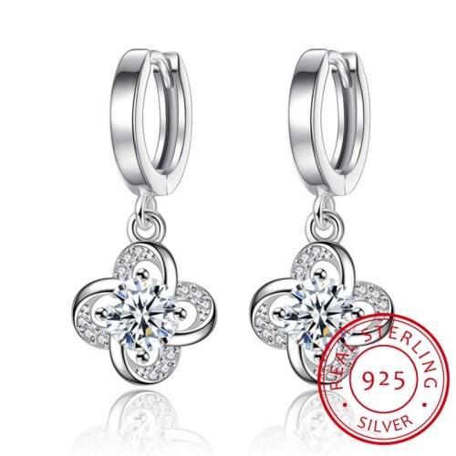 925 Sterling Silver Drop Earrings For Women Zirconia Forever Twist Flower Charming Earrings oorbellen brincos S-E425
