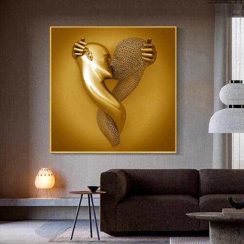 Love Heart 3D Wall Art Abstract Metal Figure Sculpture Canvas Painting Hanging Canvas Core for Home Office Decor Wall Stickers