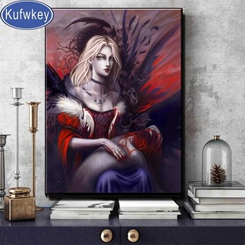 5D Diy Diamond Embroidery,Mythical Vampire Girl,Full Rhinestone Square Round Diamond Painting Cross Stitch,Needlework Mosaic