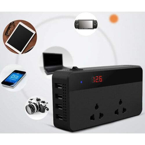 Car Power Inverter Voltage 200W DC 12V/24V 110V/220V 4 USB Outlet Socket Charger