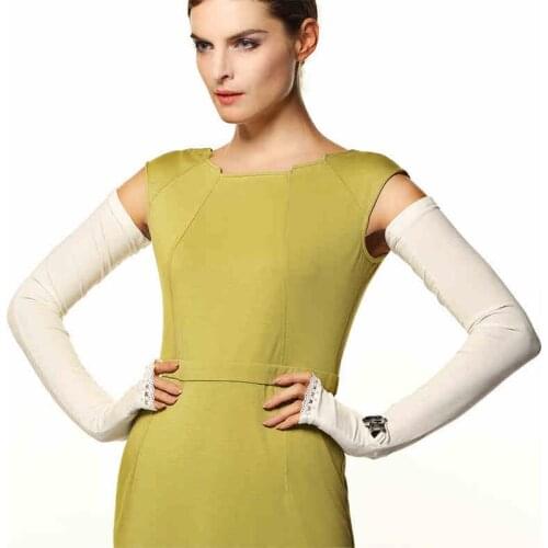 Free Shipping Women Sunscreen Gloves Female Cotton Summer Half Finger Anti-UV Long Opera Sun Driving Glove New Listing uv019