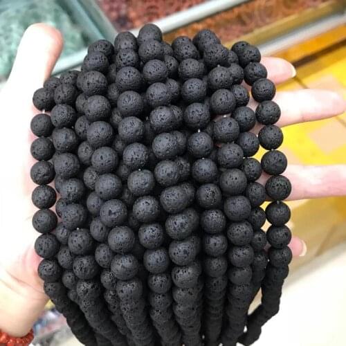 5A Quality Natural Black Lava Stone Beads DIY Accessories Round Loose Volcanic Rocks Stone Bead For Jewelry Making 4/6/8/10/12mm
