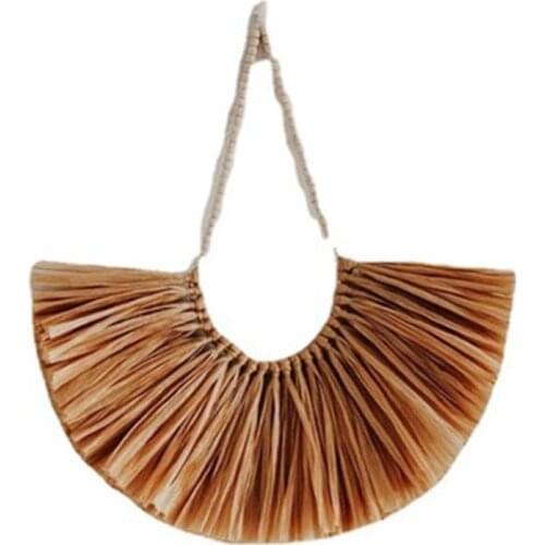 Wood Bead Straw Wall Hanging Decoration Rustic Farmhouse Ornament for Living Room Home Handcraft