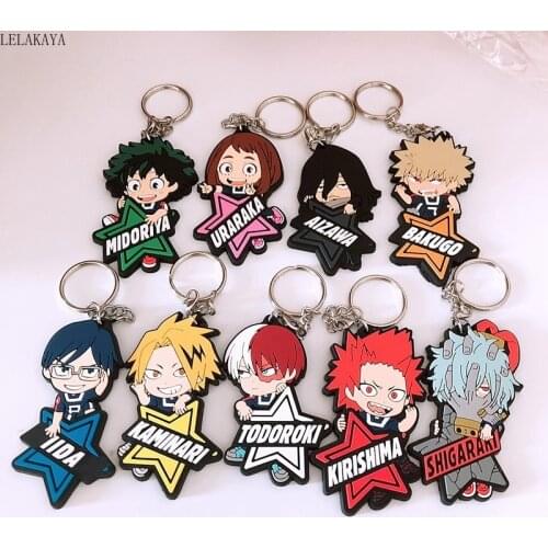 My Hero Academia PVC Action Figure Soft Keychain Pendant Toy Bakugou Katsuki Todoroki Shouto Cosplay Keyring Jewelry Accessories