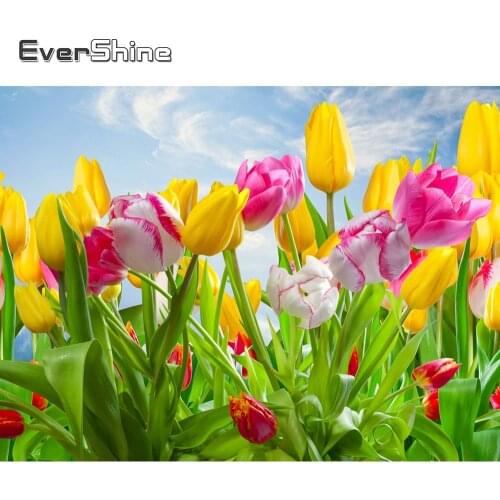 Evershine Diamond Painting Flowers Cross Stitch Kit Full Square Diamond Embroidery Flowers Picture Of Rhinestone Home Decoration