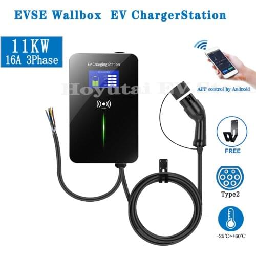 EVSE 16A 3Phase 11KW EV Charger Wallbox With APP Electric Vehicle Charging Station Type 2 Plug With 5 Metres Cable IEC 62196-2
