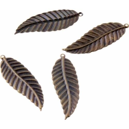 Free shipping 30Pcs Bronze Tone Leaf Filigree Wraps Connectors Metal Crafts Gift Decoration DIY 50x17mm