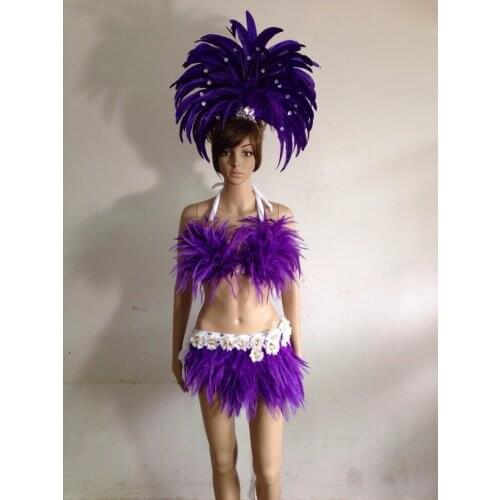 Headdress flower carnival party Feather headdress flower Stage performance Feather clothing