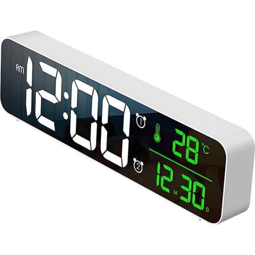 HD LED Display Screen Alarm Clock 40muisc for Bedroom Desk Alarm Digital Electrical Clock Temperature Display Mirror Best Seller