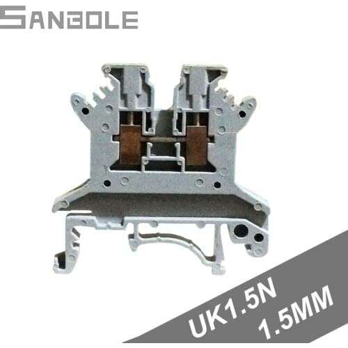 UK1.5N Connection Terminal block 17.5A/660V Wire DIN rail mounted Type 1.5mm square Wiring Cable (50PCS)