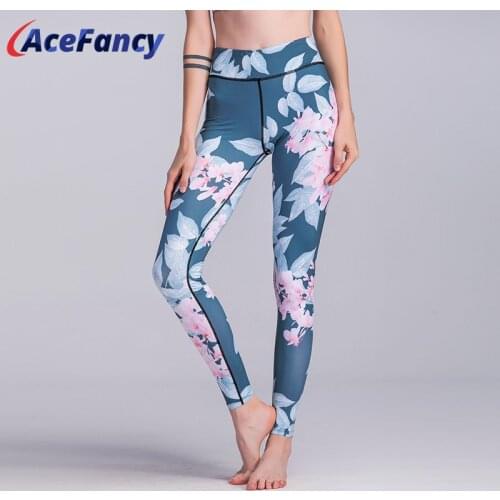 Acefancy Prints Yoga Leggings Women Gym Elastic Tummy Control Fitness Colorful Long Tights Women Yoga Pants Sportswear ZC1705
