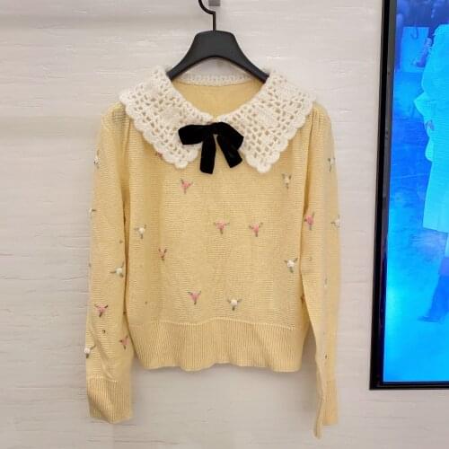 Fashion 2021 new ladies long sleeve sexy embroidered floral cardigan 1215