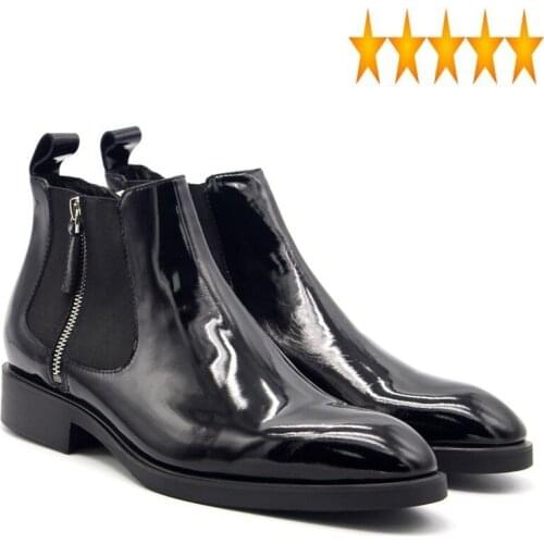 For Hot Autumn Winter Footwear Men Safety Zipper Mens Genuine Leather Shoes England Ankle Boots Solid Black Masculine Boot