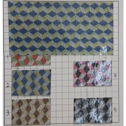 New colorful squares glitter synthetic PU leather fabric high quality wallpaper hairbow leather fabric material wholsale