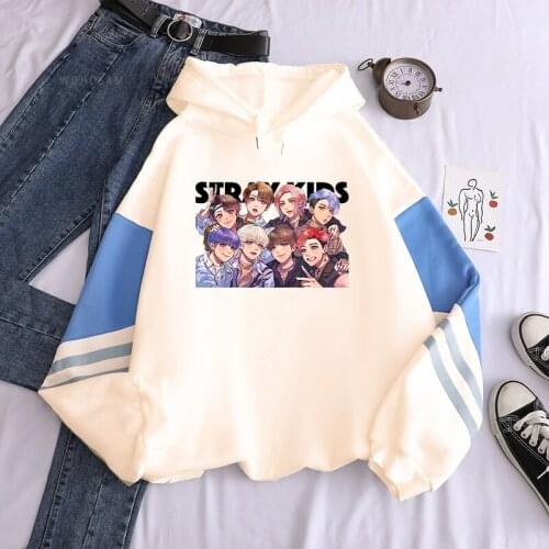 New Harajuku Korean Style Straykids Street Boy Women Sweatshirt KPOP Album Men Long Sleeve Oversize Itself Patchwork Hoodes Tops