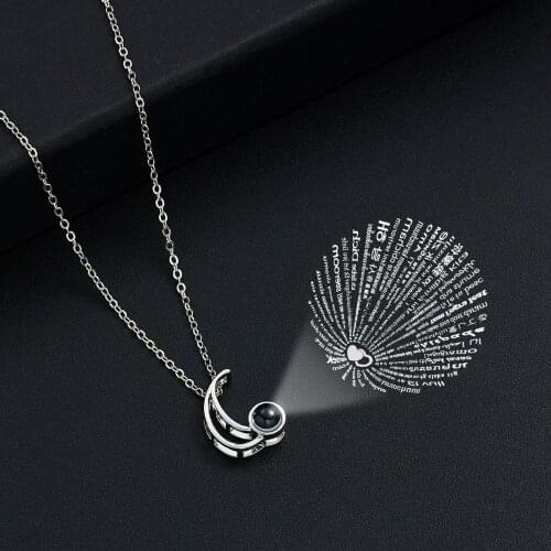 Silver Color Projection 100 Languages I Love You Necklace Romantic Love Memory Wedding Pendant Necklace Choker Gift For Love