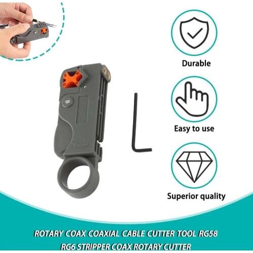 Hot Household Tool Multifunction Rotary Coax Coaxial Cable Cutter Tool RG58 RG59 RG6 High Impact Material Wire Stripper