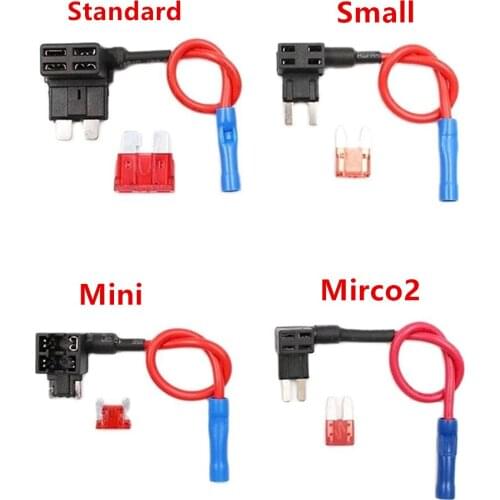 12V Fuse MINI SMALL MEDIUM Size Car Fuse Holder Add-a-circuit TAP Adapter With 10A Micro Mini Standard ATM Blade Fuse With