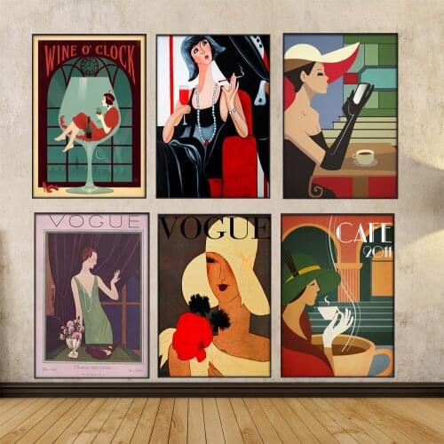 Retro Fashion Abstract Magazine Canvas Painting Wall Art Nordic Posters and Prints Wall Pictures for Living Room Decoration