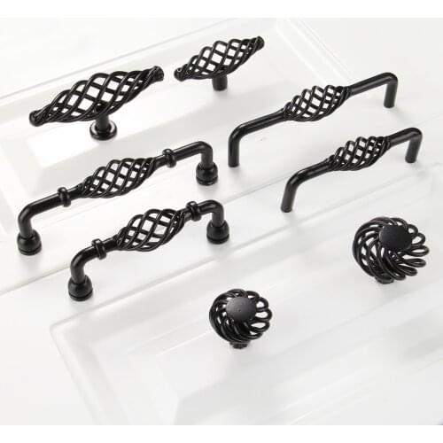 1PC Black Furniture Handles Single Hole/96/128mm Cabinet Knobs And Handle Kitchen Door Pull Dresser Cupboard Wardrobe Handle