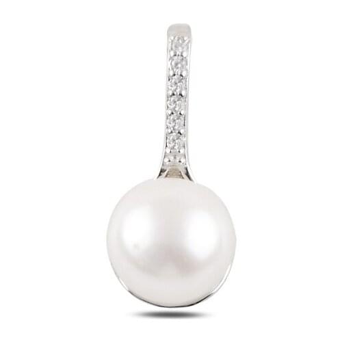 Silver 925 Sterling Pearl & Zircon Crystal Pendant