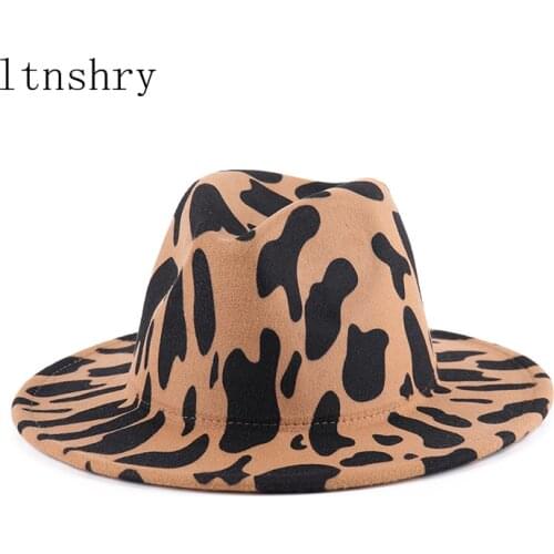 2020 New Winter Autumn Imitation Woolen Leopard Women Men Ladies Fedoras Top Jazz Hat European American Round Caps Bowler Hats
