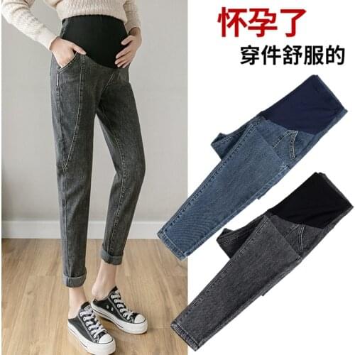Pregnant womens daddy pants loose trousers outer wear spring and autumn loose maternity pants jeans