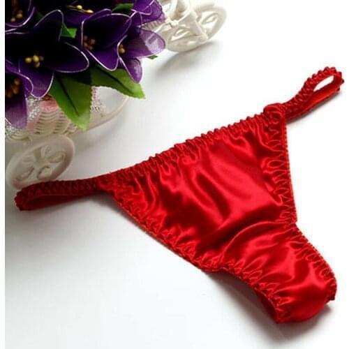 100% Mulberry Silk T-Back Panties Sexy Low-Waist Thongs Ladies Smooth Soft Breathable Underwear Trendy Pure Color Briefs