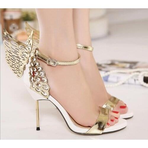 2021 New Women pumps Butterfly Wings single shoes for women sexy peep toe high heel sandals party wedding shoes woman sandals