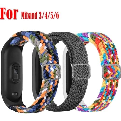 Universal Woven Elastic Strap For Xiaomi Mi Band 6 5 4 3 Adjustable Sports Bracelet Wristband For Miband 6 5 4 Replacement Strap