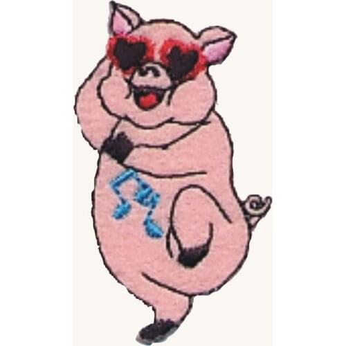 Embroidery Piggy Badge Embroidered Garment Tags Apparel Labels and Tags Twill with Iron On Backing Accept Custom MOQ50pcs