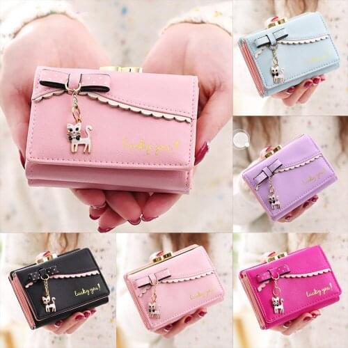WEIXIER Top Quality Wallets Female Small Wallet Lovely Leather Short Women Wallet Fashion Girls Change Hasp Purse Carteras LQ-68