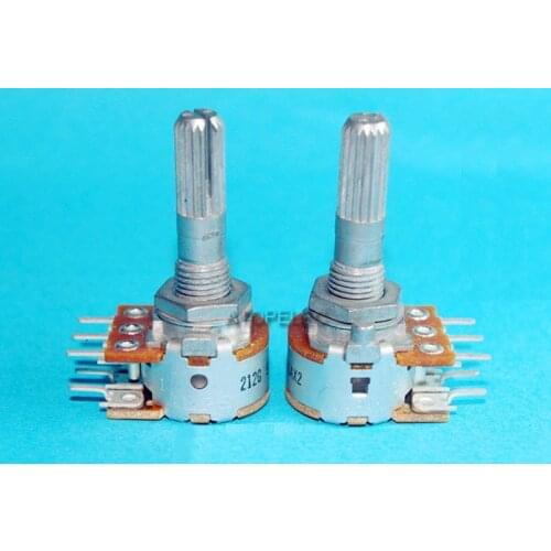 1pc Japan ALPS RK16 50KAX2/100KAX2 Volume LOG Stereo Potentiometer 2-gang Dual 50K/100K Knurled Shaft