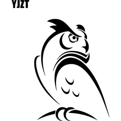 YJZT 11.3CM*15.2CM Owl Cartoon Pattern Car Sticker Car Door Vinyl Decal Accessories Black/Silver C4-2865
