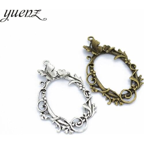 YuenZ 2pcs Antique silver color flower wreath Charms Pendants DIY Jewelry for Necklace Bracelet Making Accessaries 61*44mm Q175
