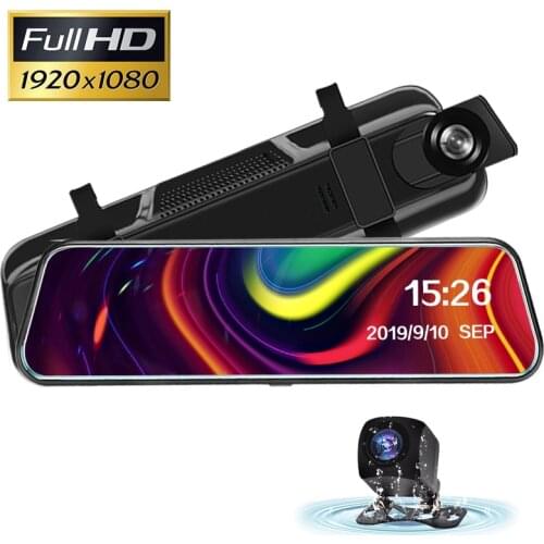 10 Inch Car DVR Camera Stream Media Rearview Mirror IPS Press Screen FHD Dash Cam Video Recorder DVRs Dash Camera Driving Reco