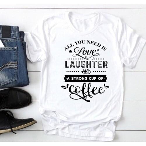 Women Short Sleeve Letter Coffee Clothing Fashion Cartoon Summer Lady Print Tee Graphic T Top Female Tshirts Clothes T-Shirt