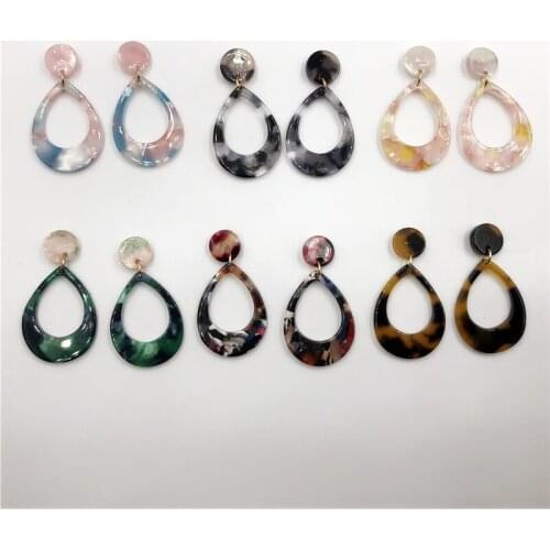 2019 Fashion Tortoise Color Leopard Print Acrylic Acetic Acid Sheet Geometric Circle Square color Long Earrings for Women