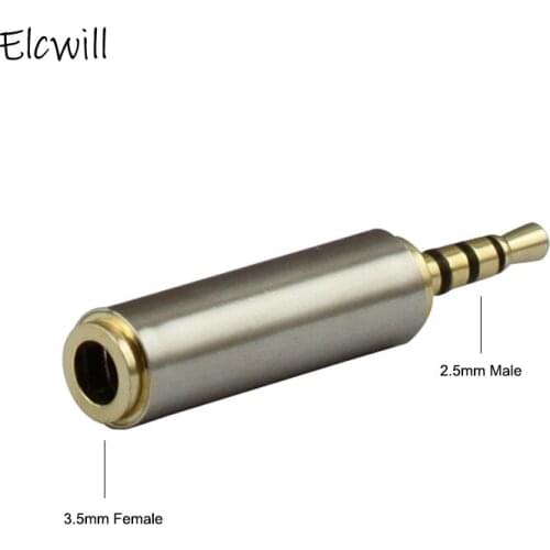 Gold 2.5 mm Male To 3.5 mm Female Audio Stereo Adapter Plug Converter Headphone Jack