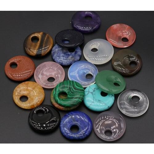 1pcs Natural Gem Stone Big Hole Beads Charm Rose Pink Quartz Turquoises Crystal Pendant for DIY Earring Necklace Making Jewelry