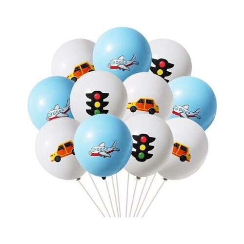 10pcs/lot Excavator Golden Sequin Balloons Set Car Traffic Light Latex Balloon Children Boy Birthday Party Supplies Decorations