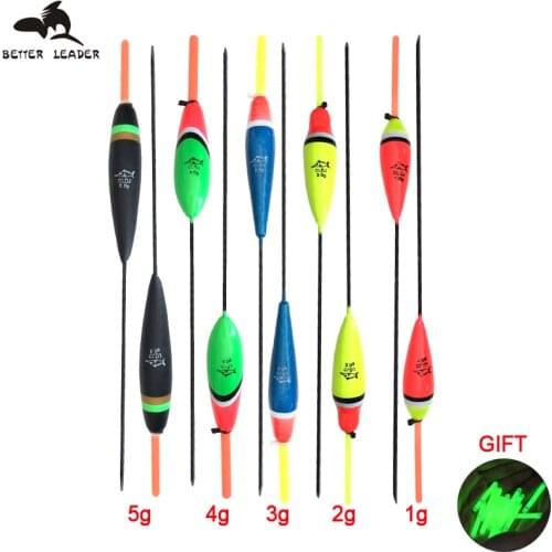 10pcs Fishing Float Bobber Fluctuate Mix Size Fishing Floats Set Buoy Bobber With Fluorescent Lightstick Light 1g 2g 3g 4g 5g