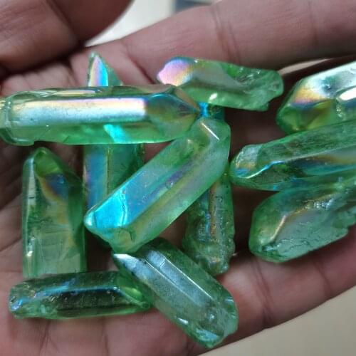 100g Natural Crystal Quartz Healing Wand Treatment Stone Green Crystal Column Healing Fluorite Home Decoration