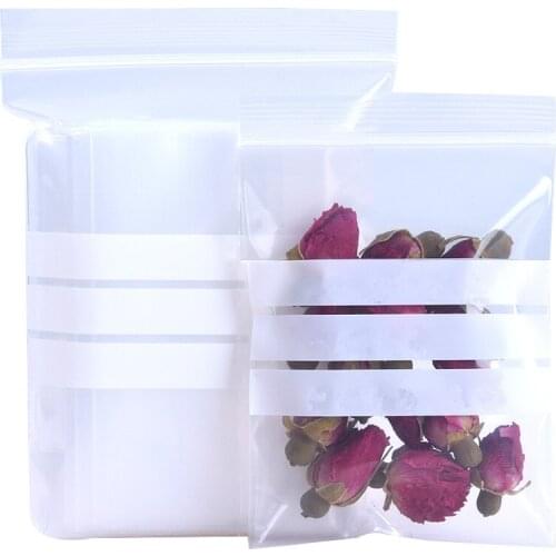 100Pcs/ Lot Clear Self seal Zipper Bags Transparent Ziplock Packaging Bag Snack Sundry Storage Bag With Writable Design