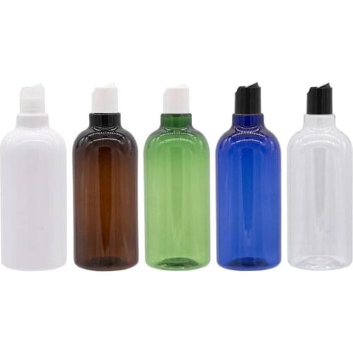 12pcs 500ml Plastic Cosmetic Cream Bottle Refillable Essence Lotion Disc cap Empty Bottles Blue Green White Brown Container