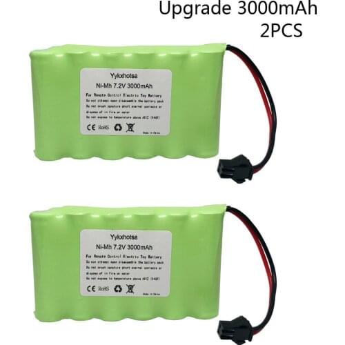 2PCS 7.2V NiMH Battery 3000mah For Rc Toys Cars Tanks Trucks Robots Guns Boats AA 7.2V 3000mah NI-MH Battery Pack SM PLUG