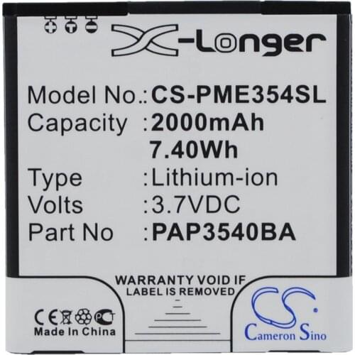 CS 2000mAh / 7.40Wh battery for Prestigio MultiPhone 3540 Duo PAP3540 DUO, PAP3540BA