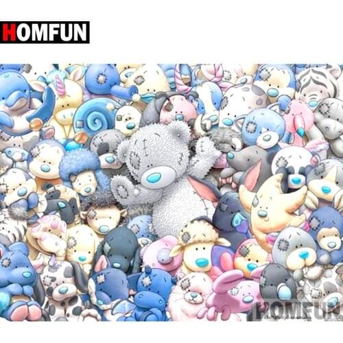 HOMFUN Full Square/Round Drill 5D DIY Diamond Painting "Cartoon bear" Embroidery Cross Stitch 3D Home Decor Gift A12562